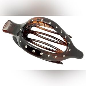 Parcelona French Elite Wide Beak Crystal Tortoise Shell Hair Clip